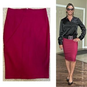 Revamped raspberry fuchsia pink pencil skirt full zip back Sz L business career